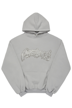 SILVER GREY MELTED LOGO HOODIE