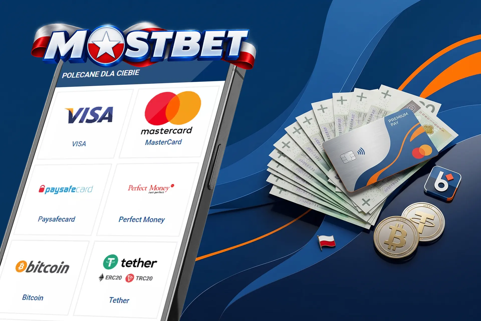 Bezpieczne metody płatności dla polskich graczy, obejmujące karty bankowe, BLIK, kryptowaluty oraz plik banknotów PLN